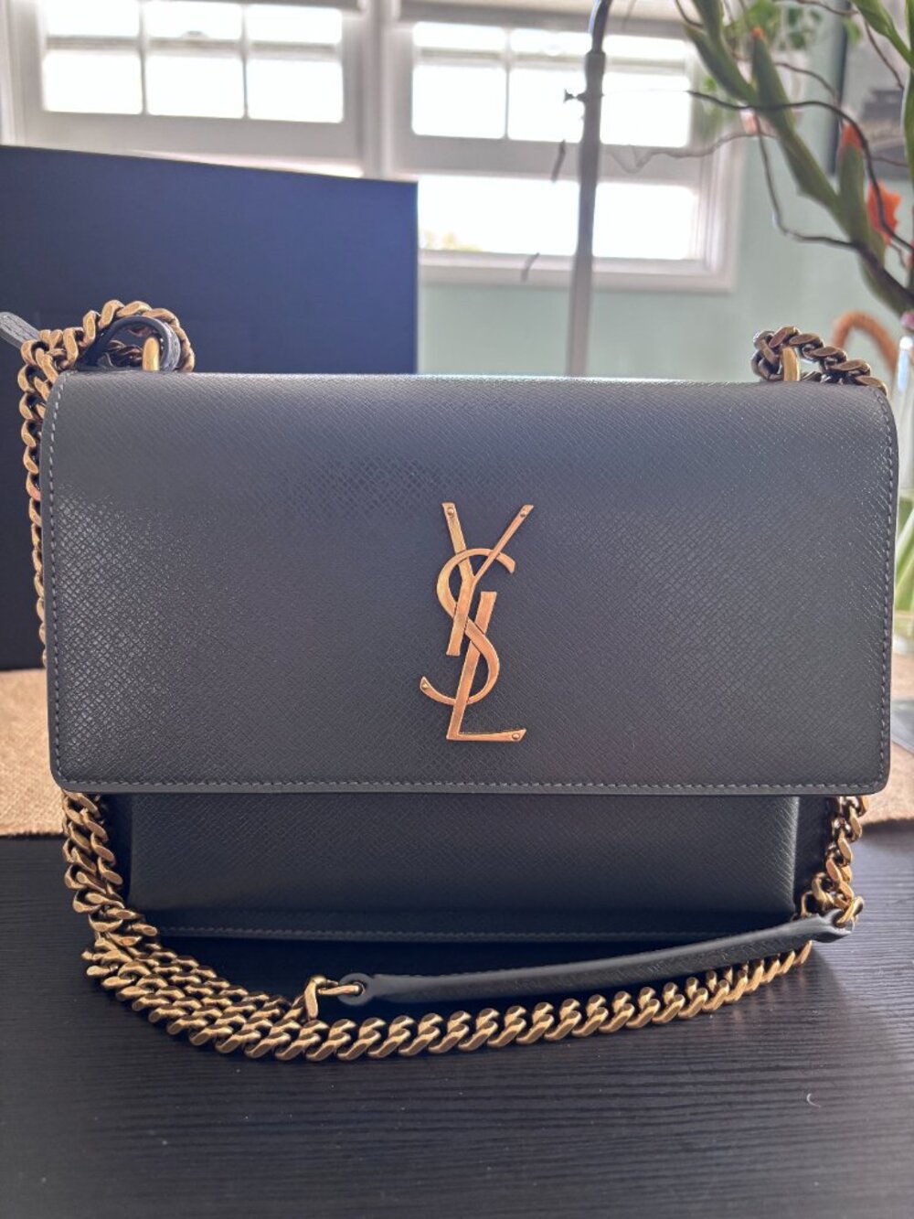 YSL Dark Grey/Gold Medium Sunset Bag (Full Set) - Picture 2 of 10
